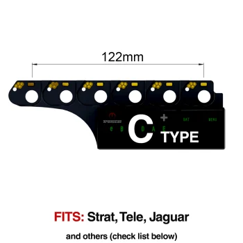 TronicalTune C automatic guitar tuner mounting plate with labeled dimensions and tuning peg hole positions