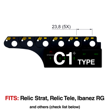 TronicalTune C1 automatic guitar tuner - mounting dimensions TronicalTune C1 automatic guitar tuner mounting plate with dimensions