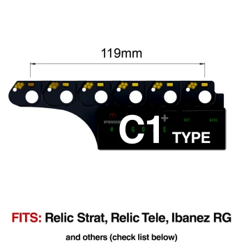 C1 Type Tronicaltune Guitar Tuner TronicalTune C1 automatic guitar tuner mounting plate with labeled dimensions and tuning peg hole positions