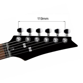 Guitar headstock with 119 mm spacing marked for checking TronicalTune C1 guitar tuner compatibility