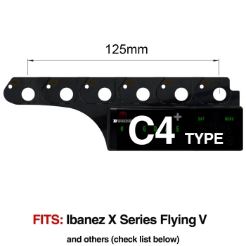 C4 Type Tronicaltune Guitar Tuner TronicalTune C4 automatic guitar tuner mounting plate with labeled dimensions and tuning peg hole positions