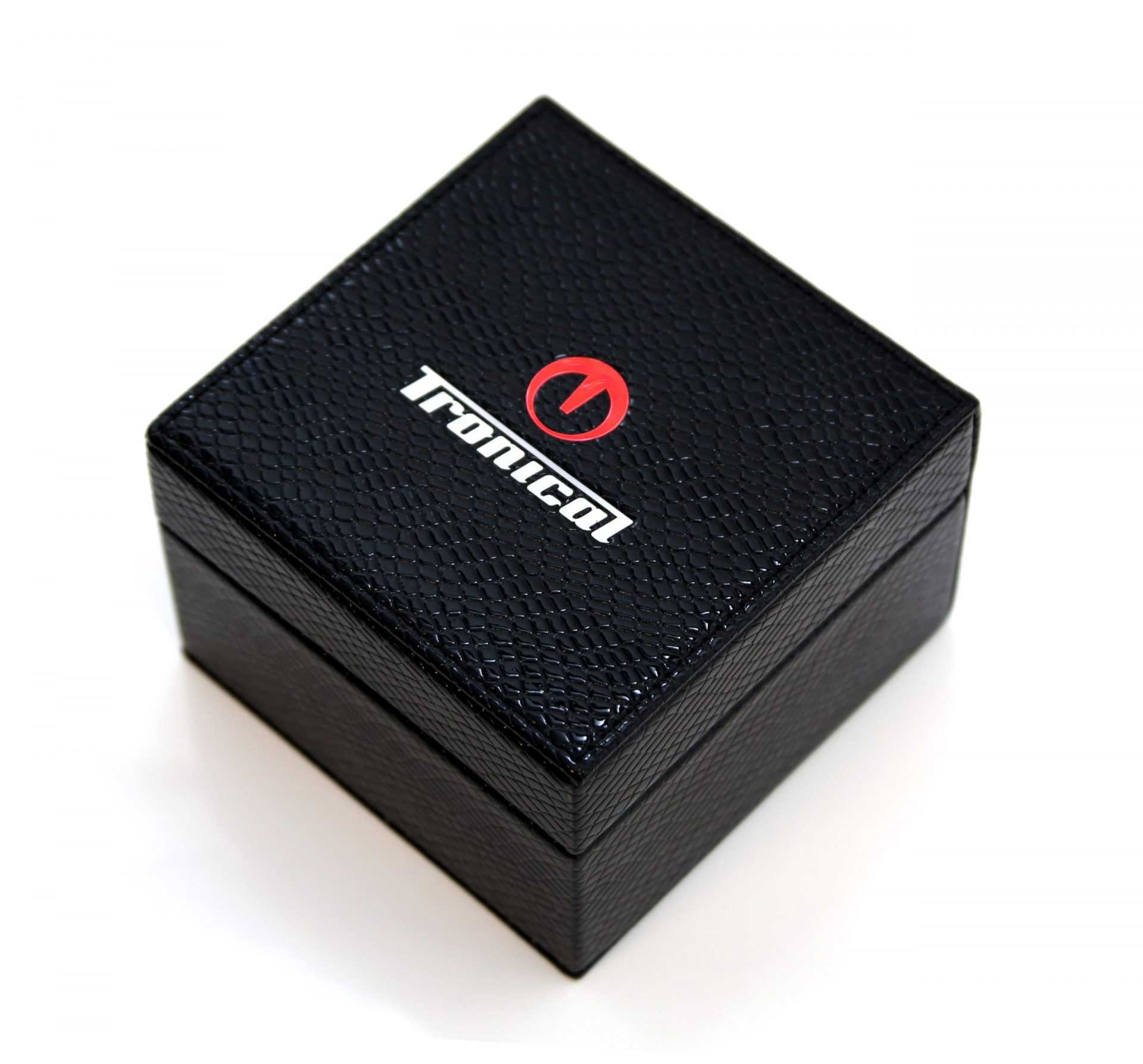TronicalTune guitar tuner presentation box Closed black Tronical presentation box with logo