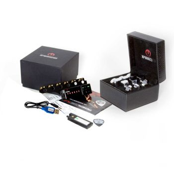 Automatic Guitar Tuner TronicalTune 6-Line Style TronicalTune six-in-line automatic guitar tuner kit with motorized tuning pegs, control unit and charging accessories