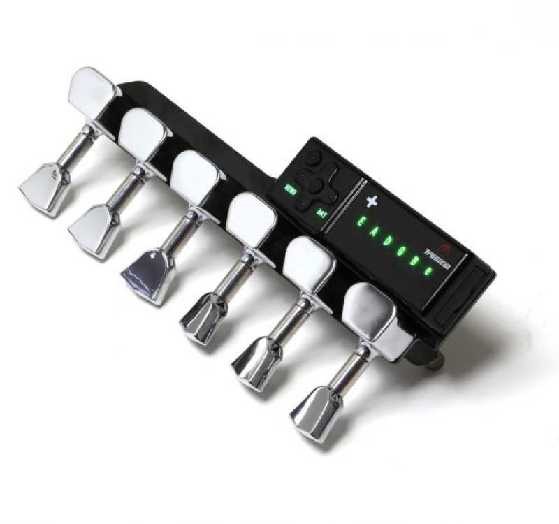TronicalTune C6 automatic guitar tuner - six-in-line system TronicalTune C6 automatic guitar tuner with six chrome motorized tuning pegs