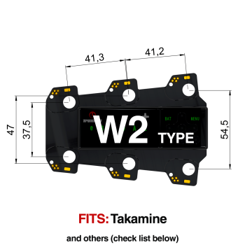 TronicalTune W2 automatic guitar tuner mounting plate with labeled dimensions and tuning peg hole positions