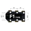 TronicalTune F1 automatic guitar tuner - mounting dimensions TronicalTune F1 automatic guitar tuner mounting plate with labeled dimensions and tuning peg hole positions