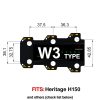 TronicalTune W3 automatic guitar tuner mounting plate with labeled dimensions and tuning peg hole positions
