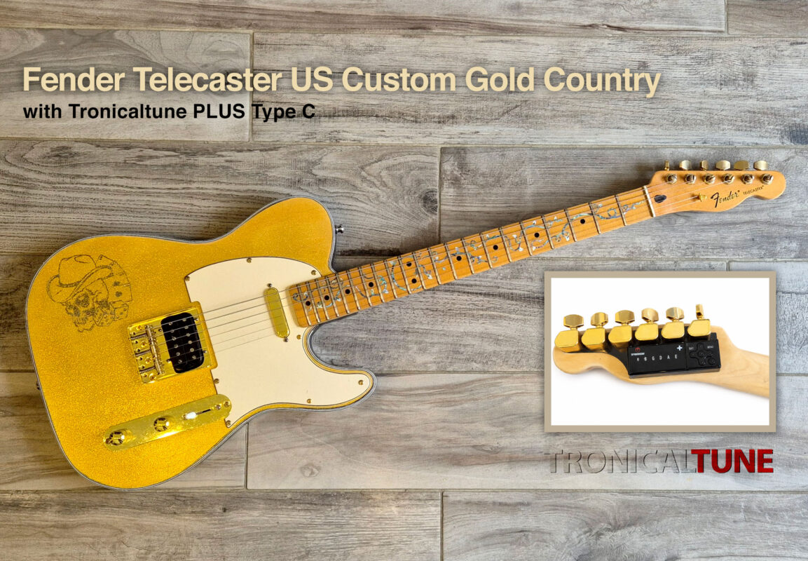 Slide guitar in standard tuning on a gold Telecaster fitted with TronicalTune PLUS